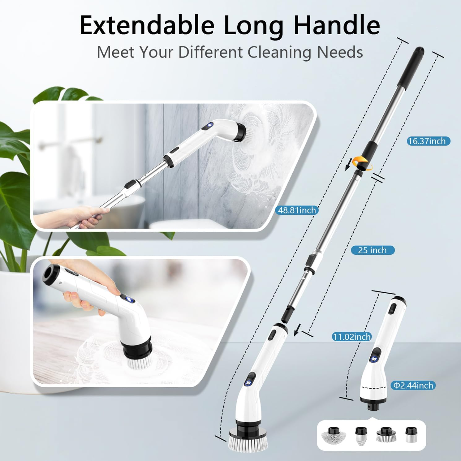 Electric Spin Scrubber – IPX7 Waterproof Cordless