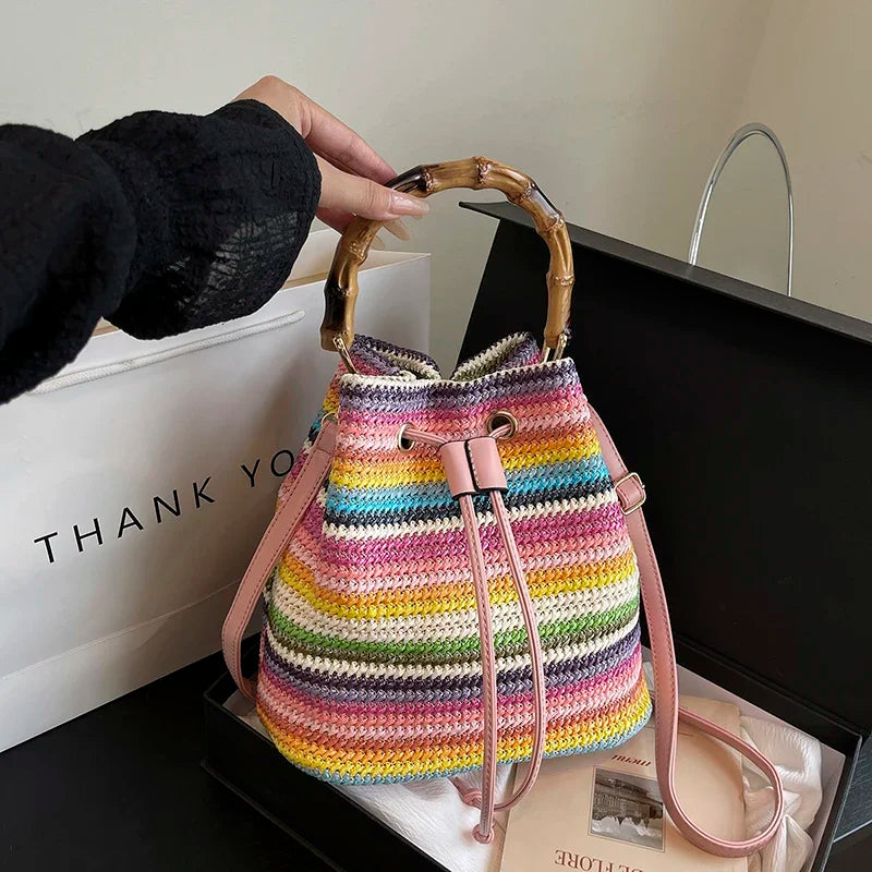 Straw Beach Bucket Bag